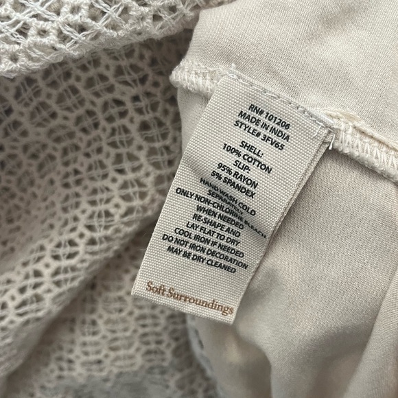 Soft Surroundings Crochet Martinique Breeze Caftan Dress Cream Ivory Sz S/M - Picture 10 of 10